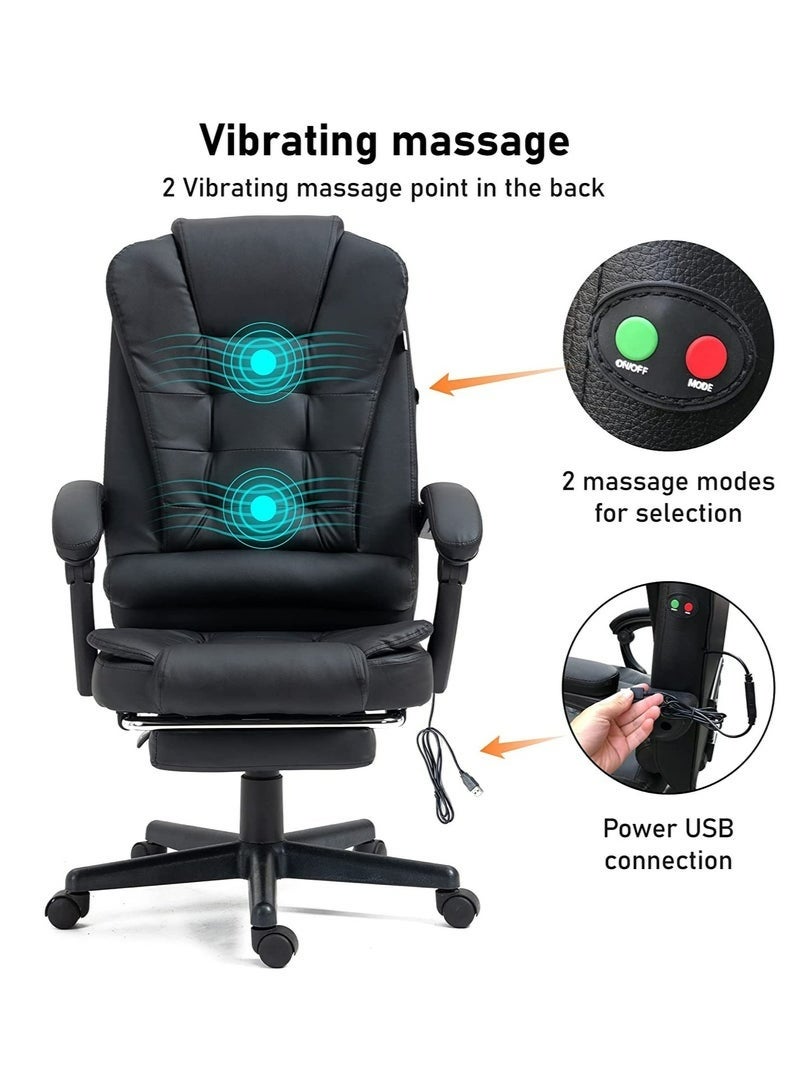 إج Ergonomic Office Desk Computer Chair PU Leather Swivel Adjustable Height High-Back Reclining Chair with Two Points Massage - Image 3