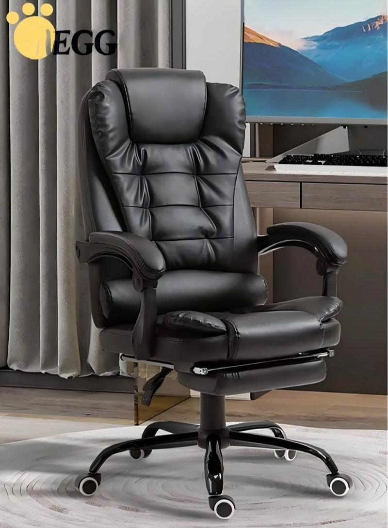 إج Ergonomic Office Desk Computer Chair PU Leather Swivel Adjustable Height High-Back Reclining Chair with Two Points Massage - Image 1
