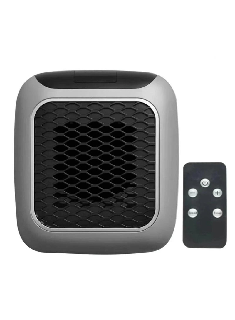 إيفرين مدفأة محمولة مثبتة على الحائط، مع جهاز تحكم عن بعد، تقنية سيراميك PTC 800 وات، تسخين سريع، تحكم باللمس، حماية Oerheart، مادة مقاومة اللهب Vo (رمادي) - Image 1