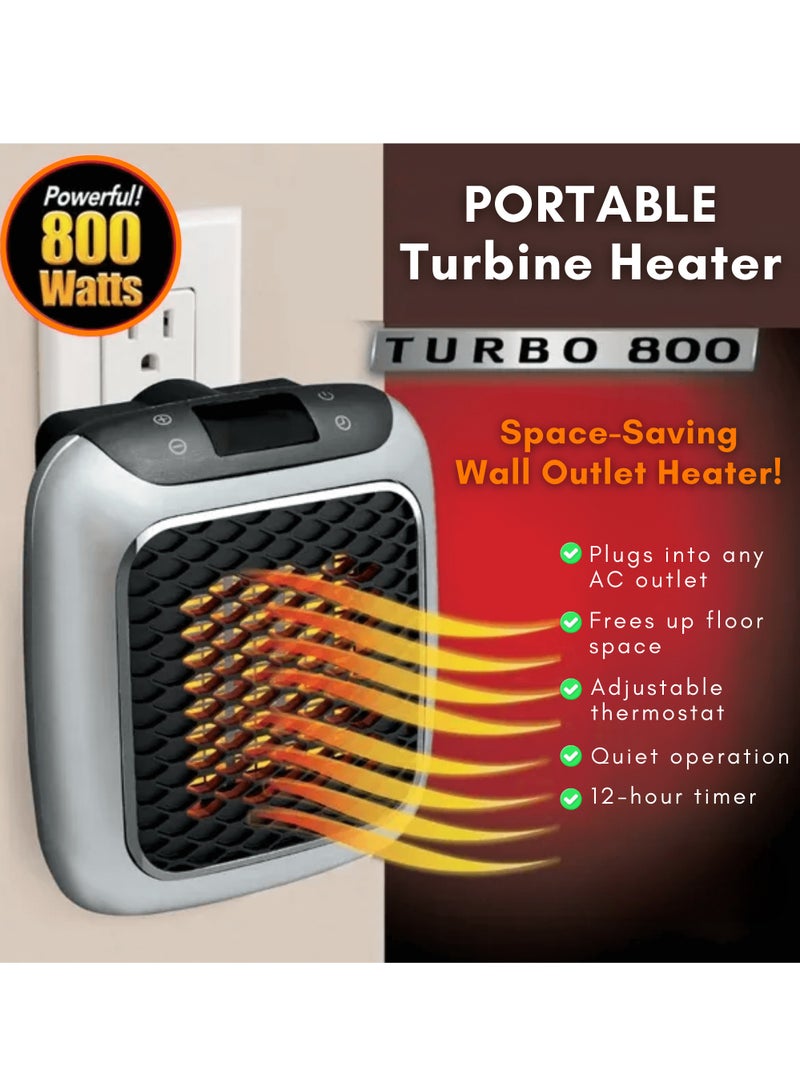 إيفرين مدفأة محمولة مثبتة على الحائط، مع جهاز تحكم عن بعد، تقنية سيراميك PTC 800 وات، تسخين سريع، تحكم باللمس، حماية Oerheart، مادة مقاومة اللهب Vo (رمادي) - Image 3