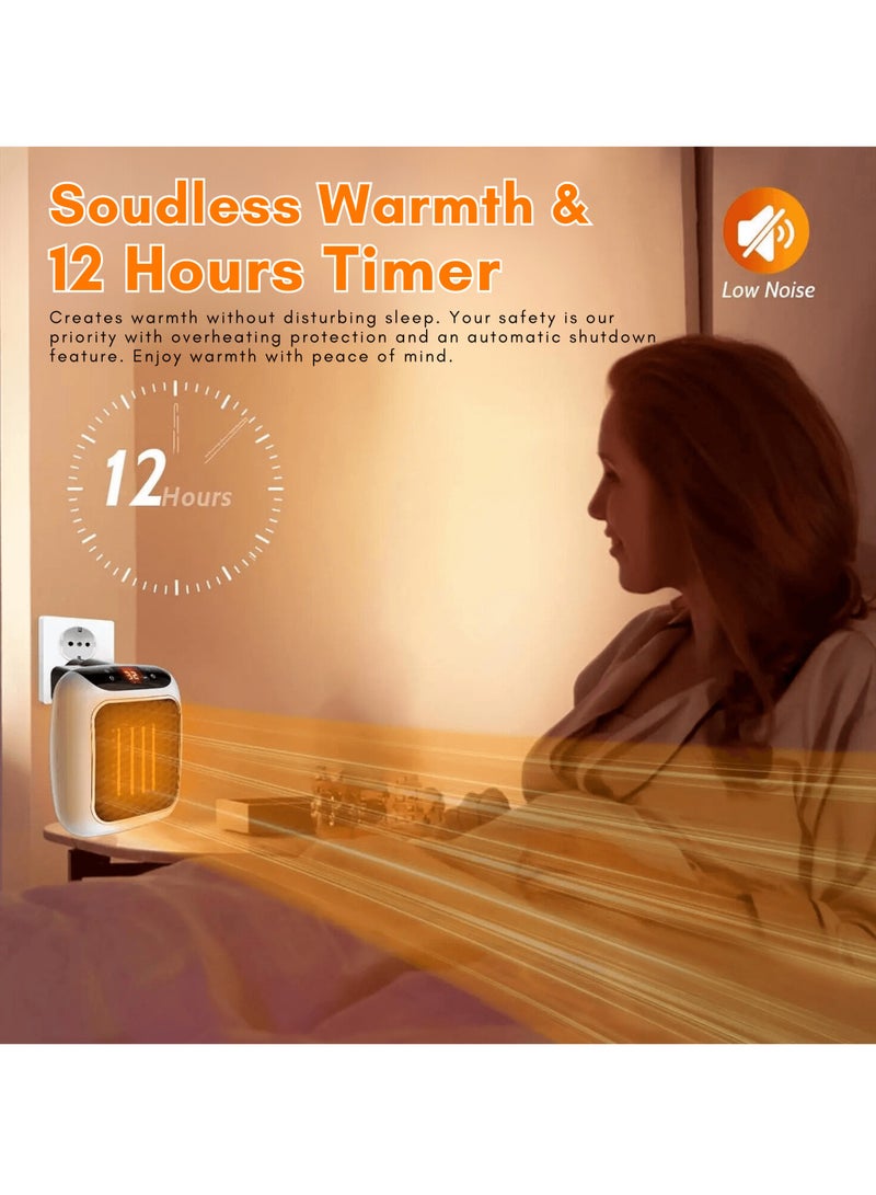 إيفرين مدفأة محمولة مثبتة على الحائط، مع جهاز تحكم عن بعد، تقنية سيراميك PTC 800 وات، تسخين سريع، تحكم باللمس، حماية Oerheart، مادة مقاومة اللهب Vo (رمادي) - Image 5