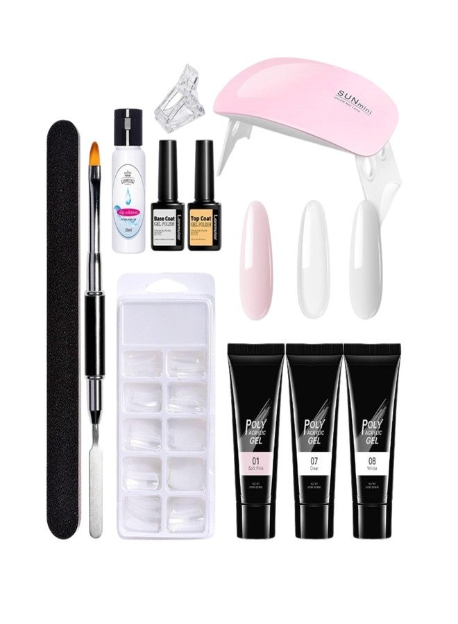 TODDLIS Poly Nail Gel Extension Kit for Builder Gel UV Nail Art Kit Nail Extension Set (11 Pcs Set) ((Pink, Clear, White)) - Image 1
