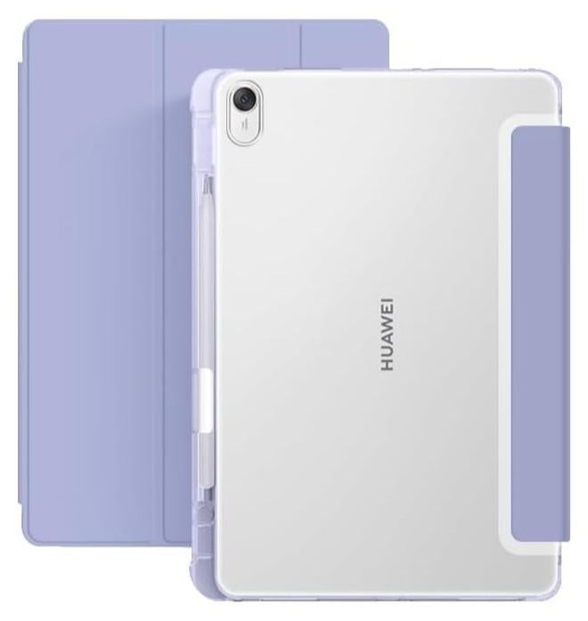 Case Compatible with Huawei Hi MatePad 11.5-inch 2025 Tablet, Trifold Stand Cover Case with Pencil Holder,Leather Clear Transparent Back Cover (Lavender)