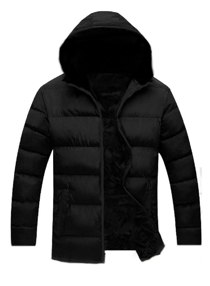 general Long-sleeved zip-up puffer winter jacket with removable hood - Image 1