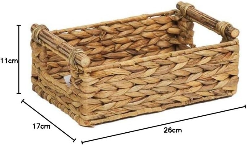 Homesmiths Small Water Hyacinth Basket with Rattan Handles - Image 2
