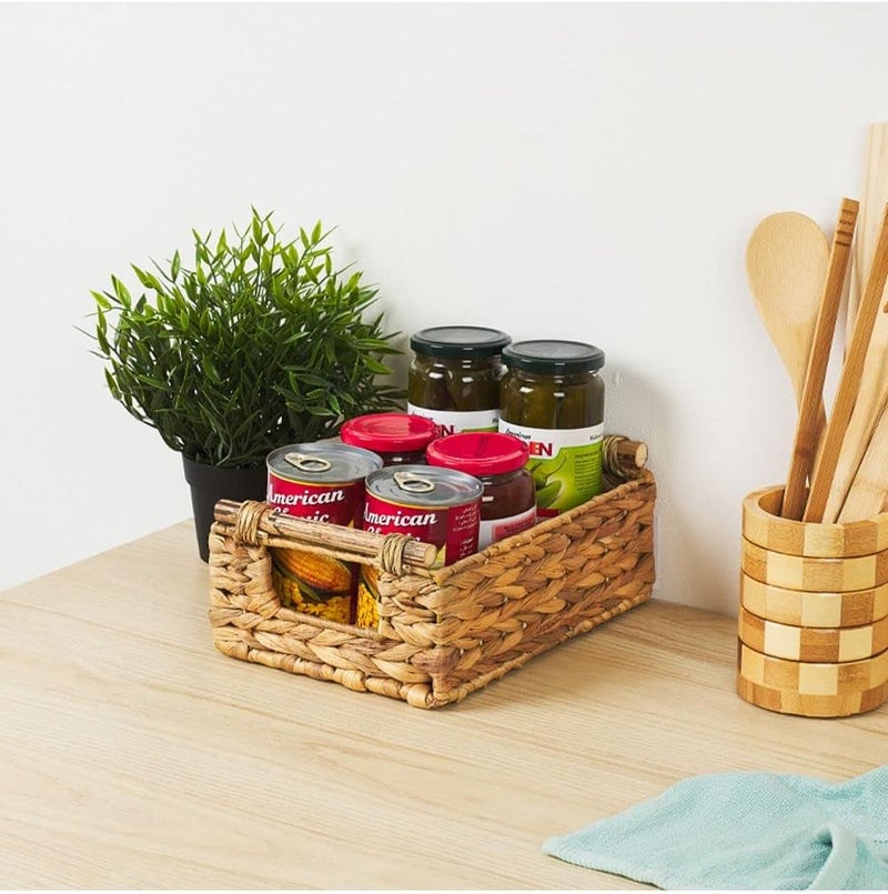 Homesmiths Small Water Hyacinth Basket with Rattan Handles - Image 1
