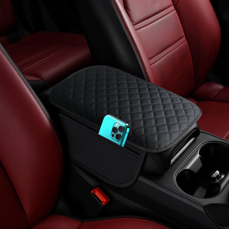 DSCARCovers Upgraded Car Middle Center Console Cover with 2 Storage Universal Microfiber Leather Car Armrest Cover Cushion for Most Vehicles Memory Foam Comfort Stylish Leather ScratchResistant Thickened - Image 2