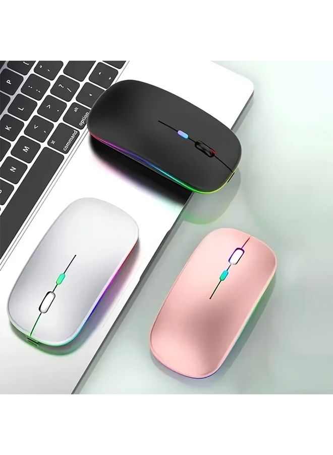 Ultra Thin Silent Wireless Mouse Black 2 4G Bluetooth 3 Adjustable DPI USB Type C Receiver - Image 1