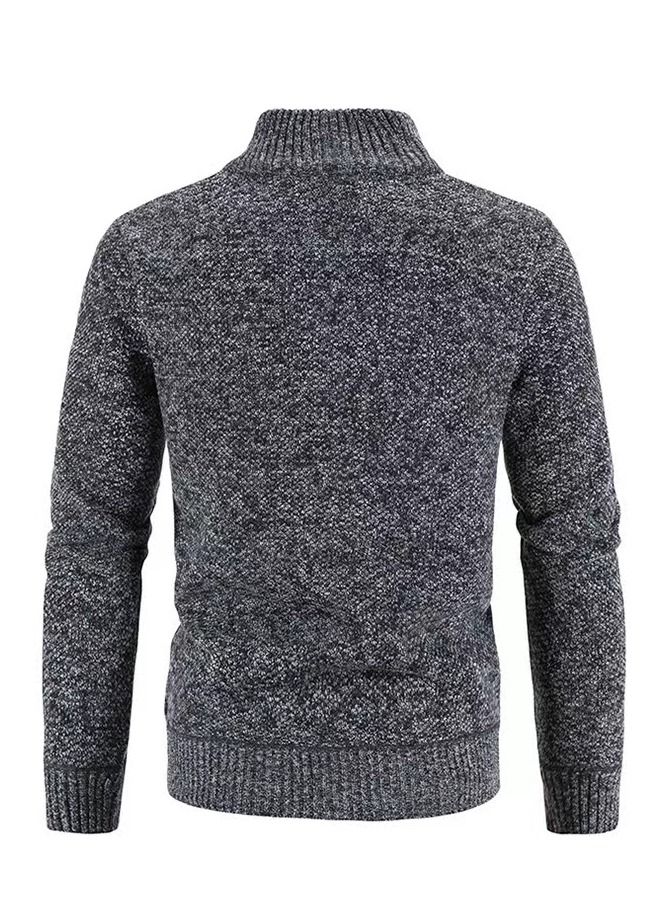 Loquat Men's Autumn/Winter Cardigan With Zipper And Fleece Standing Collar Jacket  - Image 2