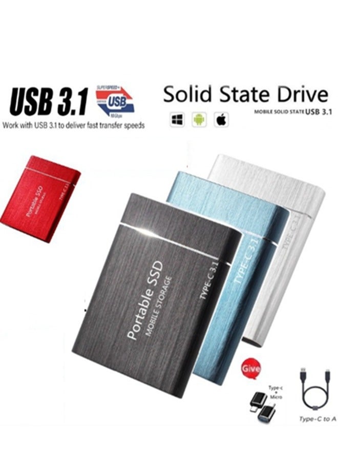 Type-C Mobile Solid State Drive Portable USB3.1 Interface SSD Shockproof Aluminum Alloy Solid State Drive for PC Laptop Mac Data Storage and Transfer and Android Phone, Computers and Tablets(1TB,Sil - Image 3
