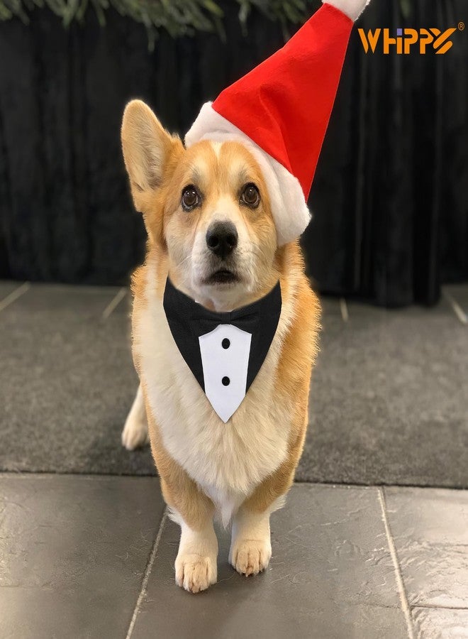 WHIPPY Tuxedo Bandana Collar with Bow Tie Pet Wedding Tux Formal Costumes Engagement Birthday Pets Suit Outfit for Dog Cat - Image 2