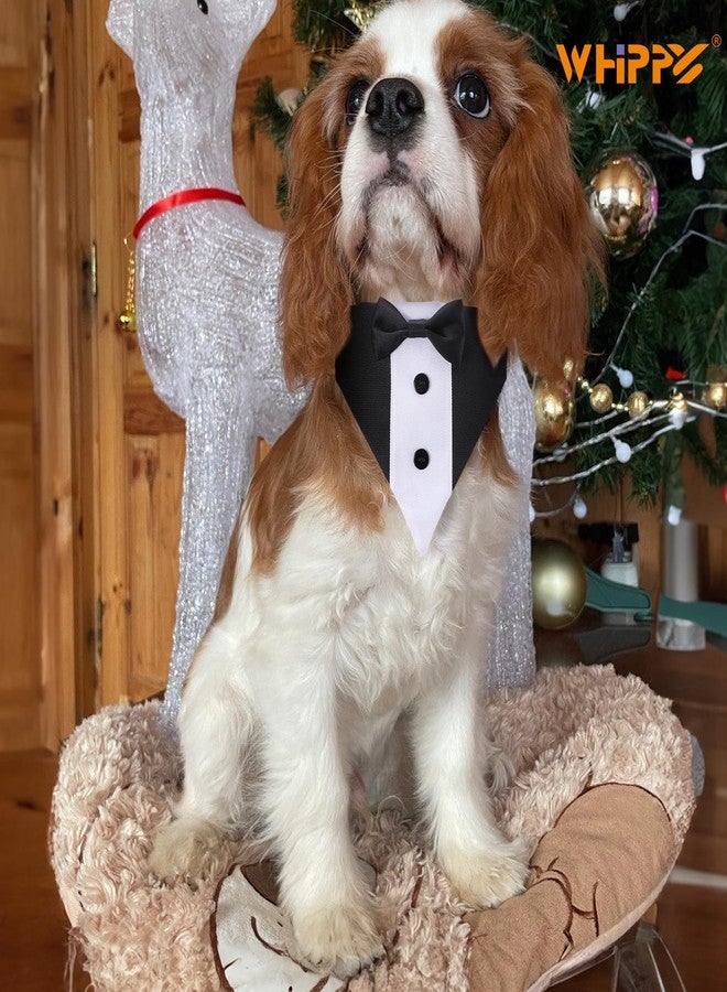 WHIPPY Tuxedo Bandana Collar with Bow Tie Pet Wedding Tux Formal Costumes Engagement Birthday Pets Suit Outfit for Dog Cat - Image 3