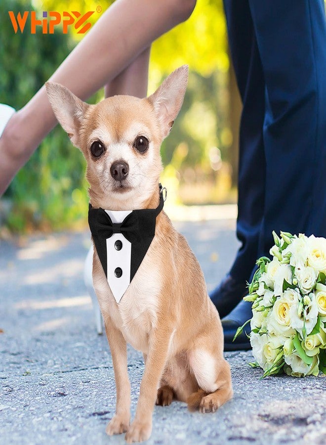 WHIPPY Tuxedo Bandana Collar with Bow Tie Pet Wedding Tux Formal Costumes Engagement Birthday Pets Suit Outfit for Dog Cat - Image 4
