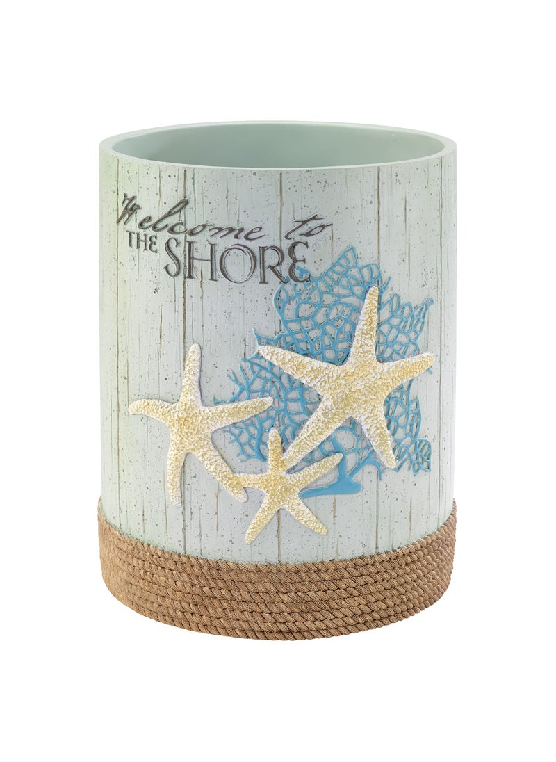Avanti Linens Avanti Linens  Waste Basket Decorative Trash Can Coastal Inspired Bathroom Decor Beachcomber Collection 