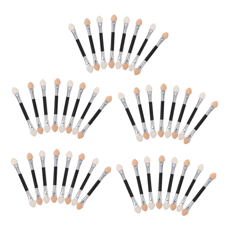 40pcs Double-ended Eyeshadow Applicators Disposable Eye Makeup Brush Set with Long Handle for Powder Eyeshadow Blending and Precision Application, for Travel and Daily Use - Image 1