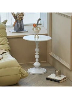 EXCLIFE American sofa side table iron retro bedside antique small round table balcony small coffee table design living room minimalist corner table high gloss white  - Image 5