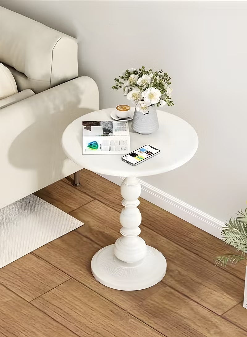 EXCLIFE American sofa side table iron retro bedside antique small round table balcony small coffee table design living room minimalist corner table high gloss white - Image 3