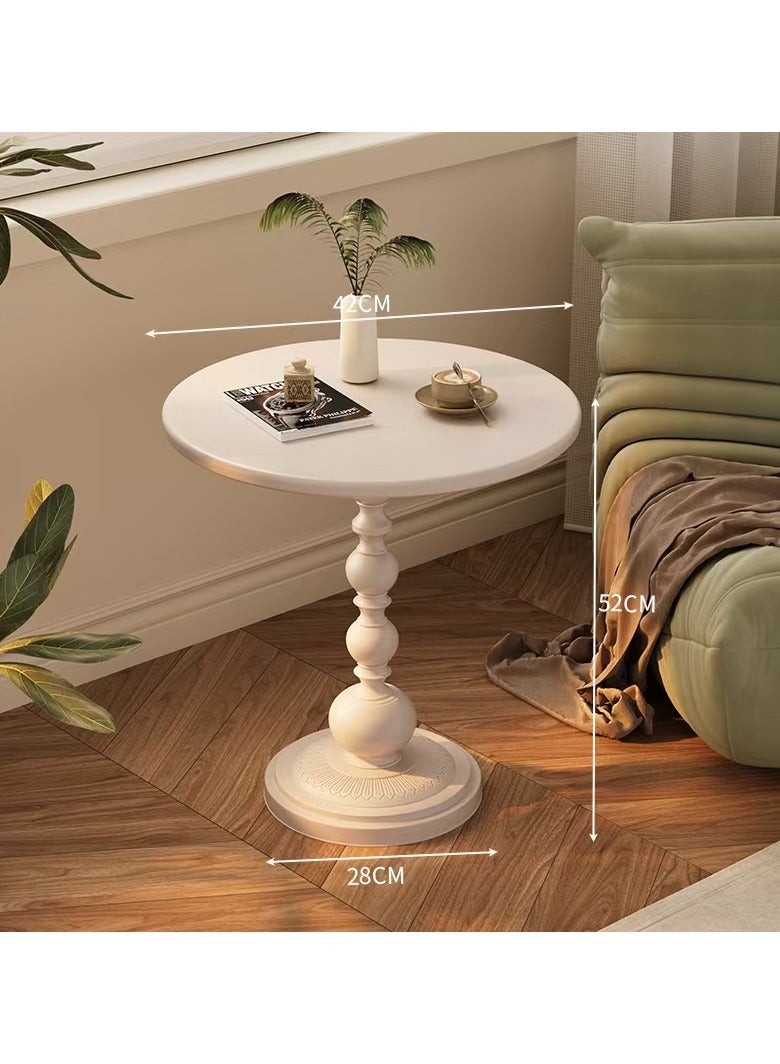 EXCLIFE American sofa side table iron retro bedside antique small round table balcony small coffee table design living room minimalist corner table high gloss white - Image 4