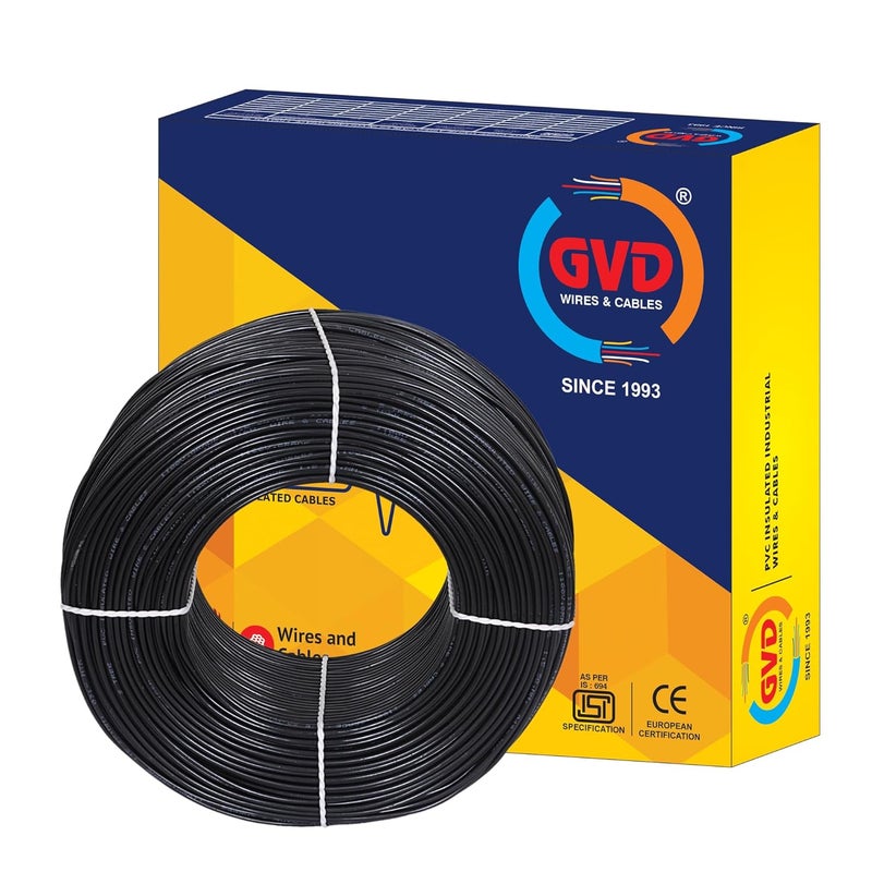 GVD PVC FR Insulated 15mm 90Mtr Single Core Flexible Copper Wires Cables for Home Domestic Industrial Electric Wiring Electric Wire BLACK - Image 2