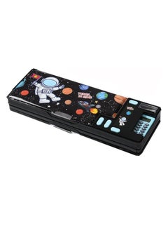 Generic Pop Up Multifunction Pencil Case for Kids, with Calculator Sharpener Cute School Supplies Multifunction Stationery Organizer Space Gift for Kids Teens (Black)  - Image 1
