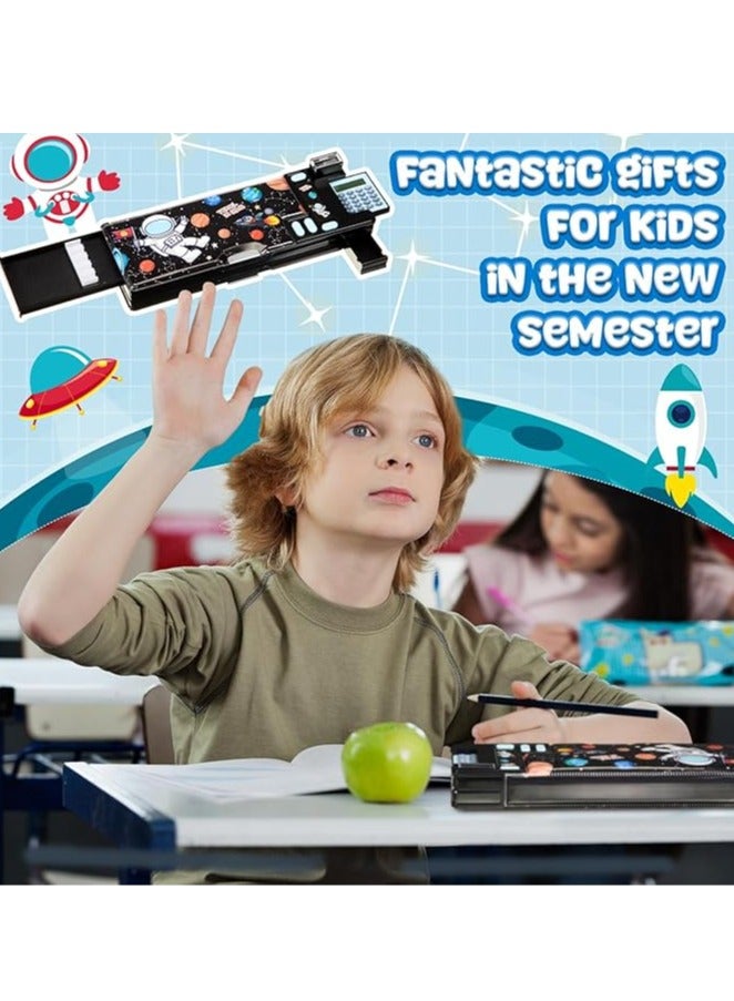 FengSVMA Pop Up Multifunction Pencil Case for Kids, with Calculator Sharpener Cute School Supplies Multifunction Stationery Organizer Space Gift for Kids Teens (Black)  - Image 5