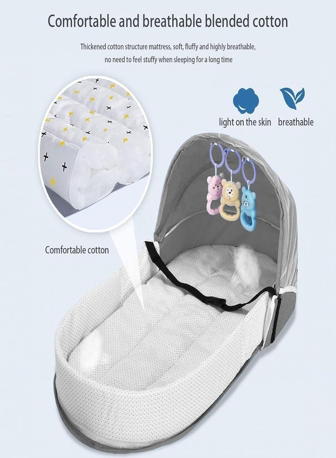 Olpad 3-in-1 Portable Baby Bassinet & Diaper Bag, Foldable Travel Bed with Mosquito Net & Sun Awning, Breathable Newborn Lounger for Co-Sleeping, Lightweight Grey Infant Crib for Camping & Outdoor Use - Image 3