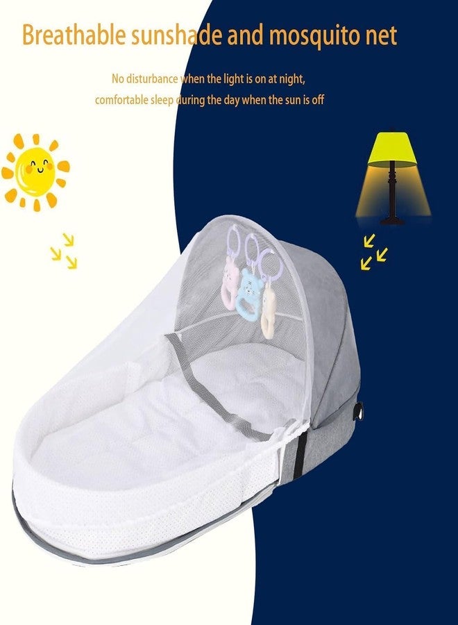 Olpad 3-in-1 Portable Baby Bassinet & Diaper Bag, Foldable Travel Bed with Mosquito Net & Sun Awning, Breathable Newborn Lounger for Co-Sleeping, Lightweight Grey Infant Crib for Camping & Outdoor Use - Image 4