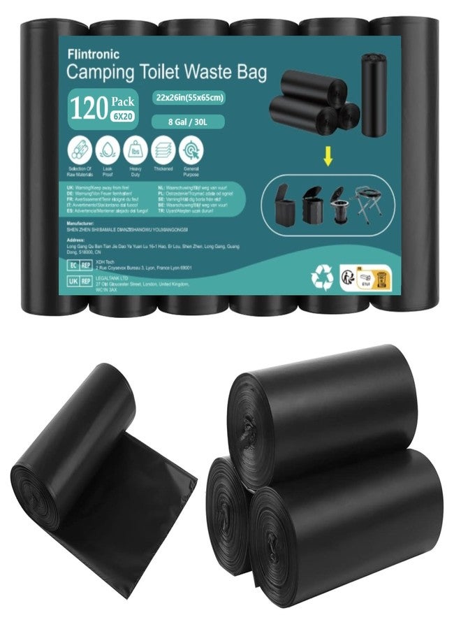Flintronic Camping Toilet Bags, 120 PCS (6 Roll) Portable Toilet Bags, Thickened Toilet Waste Bags, Camp Potty Liner Bag for Camping, Hiking, Travel, Kitchen, Home - Image 1