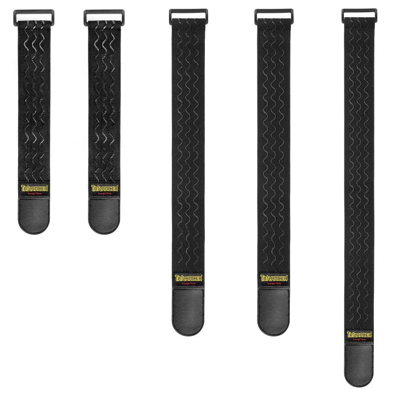 Trilancer Trilancer Elastic Cinch Straps with Anti-Slip Strips, 3 Size Combo(5-Pack) Heavy Duty Hook and Loop Storage Straps for Extension Cords, Cables, Ropes, Hoses, Bike, RV, Pant Garters,Garage Organization - Image 1