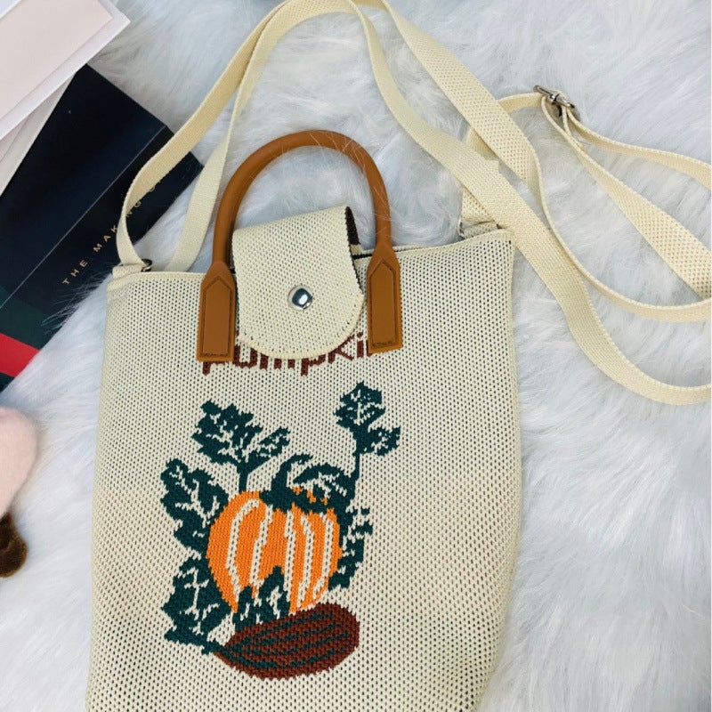 Bag Cover Cute Mobile Phone Bag Women'S Crossbody All-Match Mobile Phone Change Key Knitted Small Satchel Student Bag - Image 4
