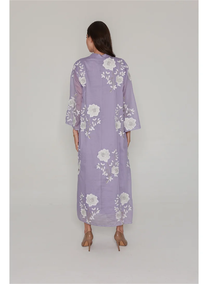 IKKXA Petal Grace Embroidered Jalabiya IK09 Violet