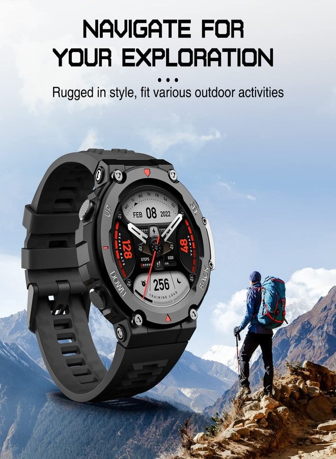 MoKo Watch Band Compatible with Amazfit T-Rex 2 Outdoor GPS Smartwatch, Soft Silicone Replacement Strap Sport Wristband with a Metal Screwdriver, Black - Image 5