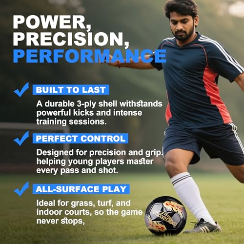 Senston Size 5 Football – Durable PU Leather Soccer Ball for Adults, Youth & Kids | Training & Match Play | Includes Air Pump - Image 4