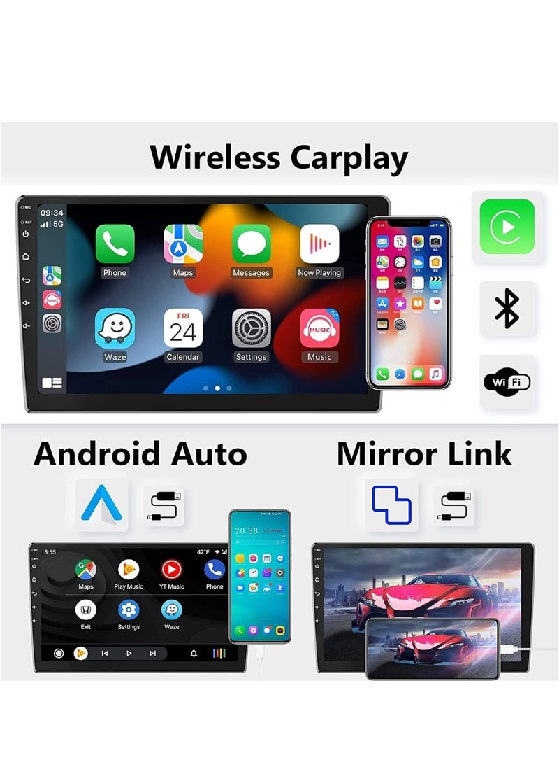 Vierex - 9 Inch Android Car Stereo Double Din With Wireless Carplay Android Auto 1GB RAM 32GB Memory 9 Inch Touch Screen Head Unit Supports GPS Navigation WiFi Hi-Fi Sound FM Radio Split Screen Backup Camera I - Image 1