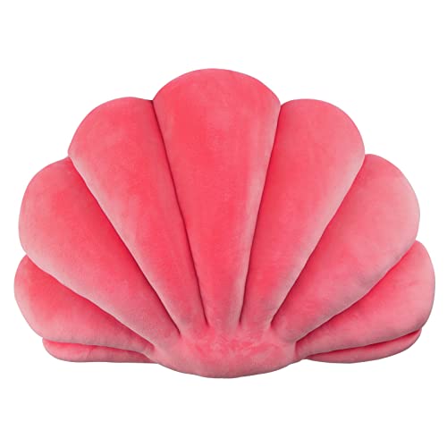 Yi-gog Seashell Pillow Sea Shaped Decorative Princess Throw Pillow 3D Velvet Soft Ocean Cute Throw Pillows for Bed Couch Chair Sofa Room 18 X 13 inch - Image 1