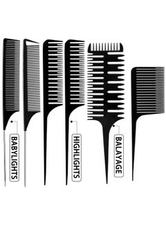 Patelai 6 Pieces Weaving Comb Dyeing Hair Comb Weaving Sectioning Foiling Comb Rat Tail Styling Hair Dyeing Combs For Foiling Balayage Hair Coloring (Various Styles)  - Image 2