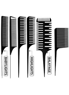 Patelai 6 Pieces Weaving Comb Dyeing Hair Comb Weaving Sectioning Foiling Comb Rat Tail Styling Hair Dyeing Combs For Foiling Balayage Hair Coloring (Various Styles)  - Image 1