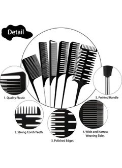 Patelai 6 Pieces Weaving Comb Dyeing Hair Comb Weaving Sectioning Foiling Comb Rat Tail Styling Hair Dyeing Combs For Foiling Balayage Hair Coloring (Various Styles)  - Image 4