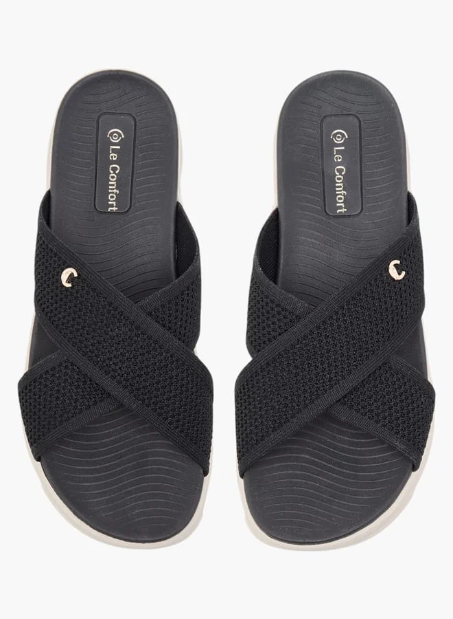 لو كونفورت صنادل نسائية بنمط محبوك بحزام متقاطع سهل الارتداء