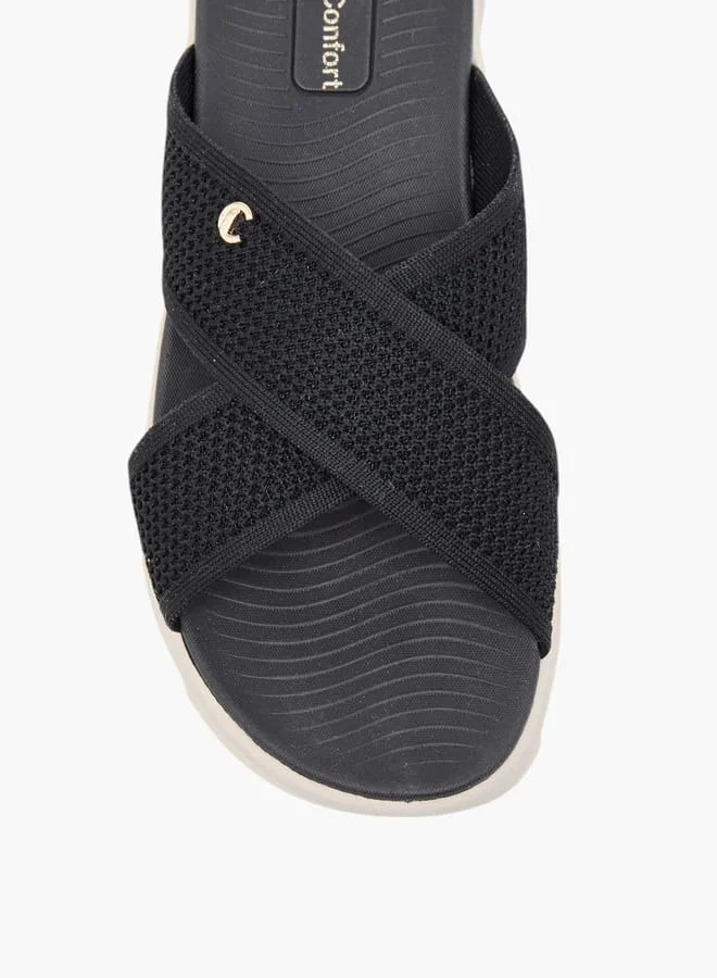 Le Confort Women Knit Textured Slip-On Cross Strap Sandals