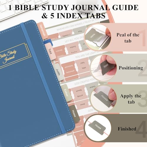 AKONEGE Bible Study Journal - Prayer Journal for Men & Women, A5 Hardcover Church Notebook for Sermon, Scripture & Devotional Notes, Guided Bible Study Notebook for Note Taking, 5.8" x 8.3", Blue - Image 5