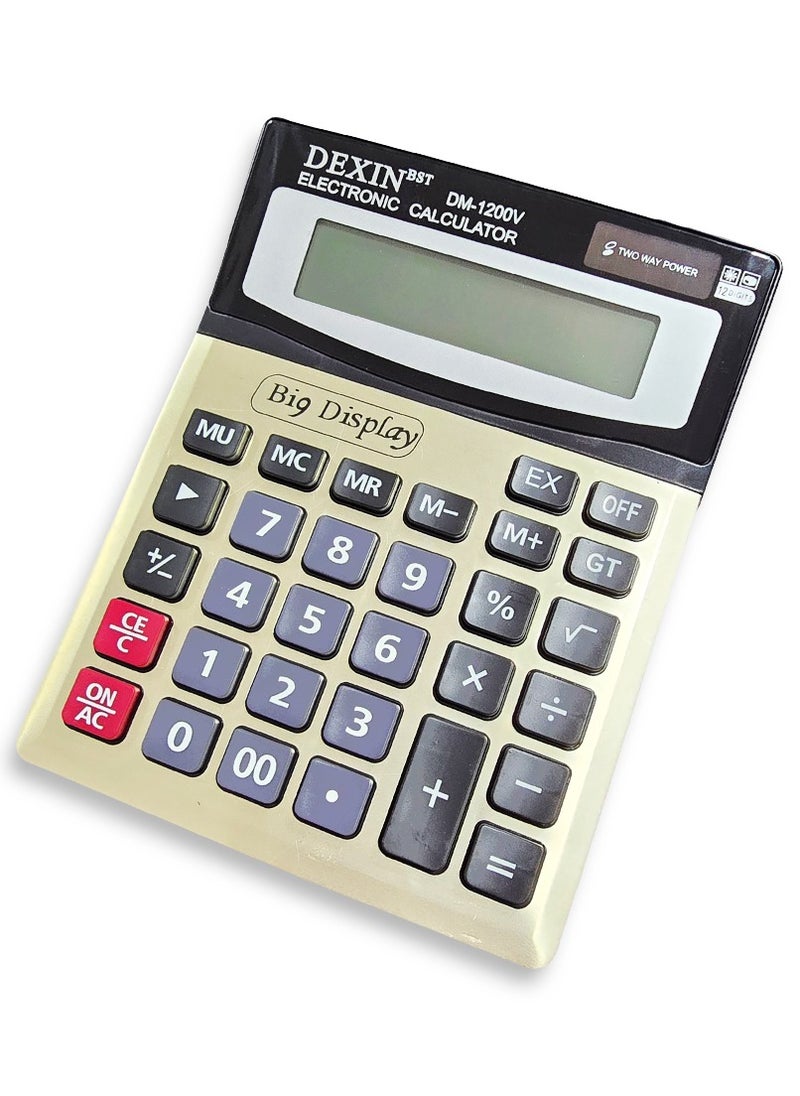 Generic - Electronic Calculator, DM-1200V  , Display, Local Number Key, 12 Digit Power, Extra Large Display for Office and School - Multi Color - Image 1