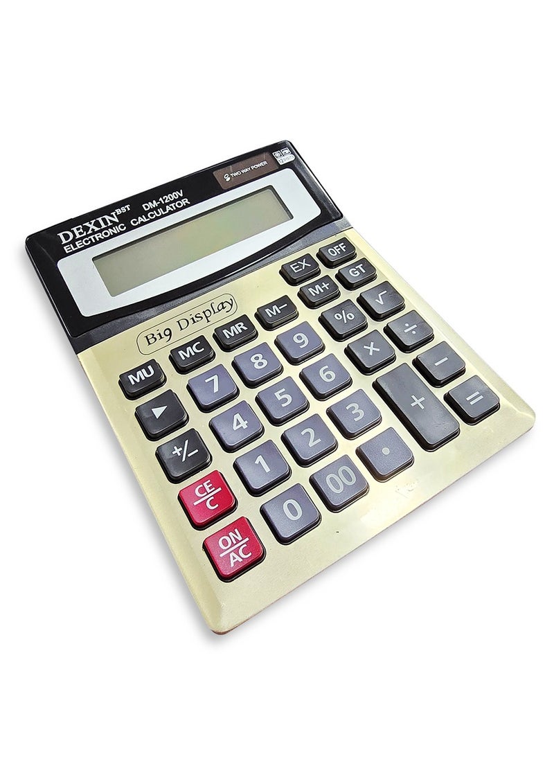 Generic - Electronic Calculator, DM-1200V  , Display, Local Number Key, 12 Digit Power, Extra Large Display for Office and School - Multi Color - Image 1
