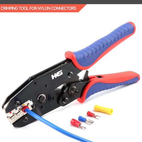 HKS Crimping Tool For Insulated Electrical Connectors - Ratcheting Wire Crimpers - AWG 22-10 (0.5-6.0mm²) - Ratchet Terminal Crimper - Electrical Crimping Tool - Image 4