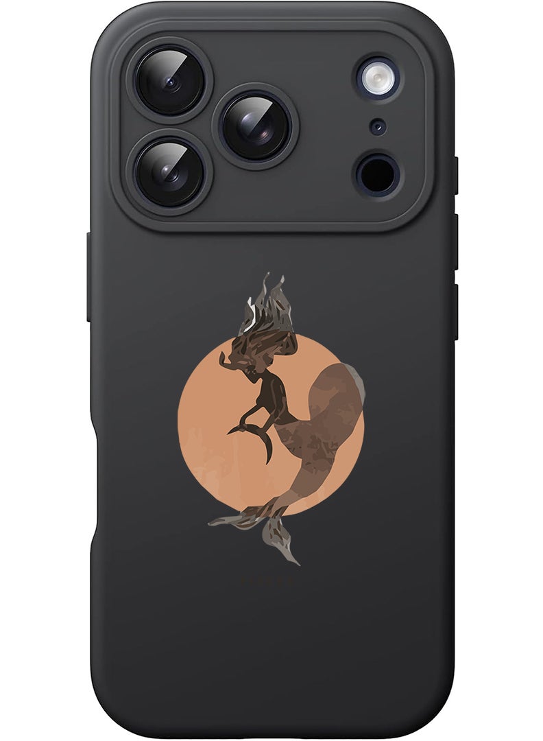 Theodor Protective Slim Fit Case Liquid Silicone Cover with Full Body Protection Anti-Scratch Shockproof Case For Apple iPhone 17 Pro (Black) Pisces - Image 1