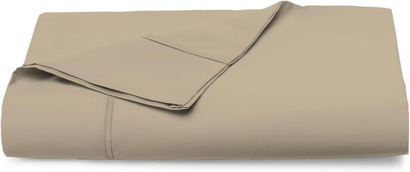 PIZUNA 100% Cotton Flat Bed Sheet Queen Size 275x280 cm Simply Taupe 1 PC, 400 Thread Count Luxurious Long Staple Cotton Sateen Weave Bed Sheet Simply Taupe (ملاءة سرير مسطحة من القطن 100%) - Image 1