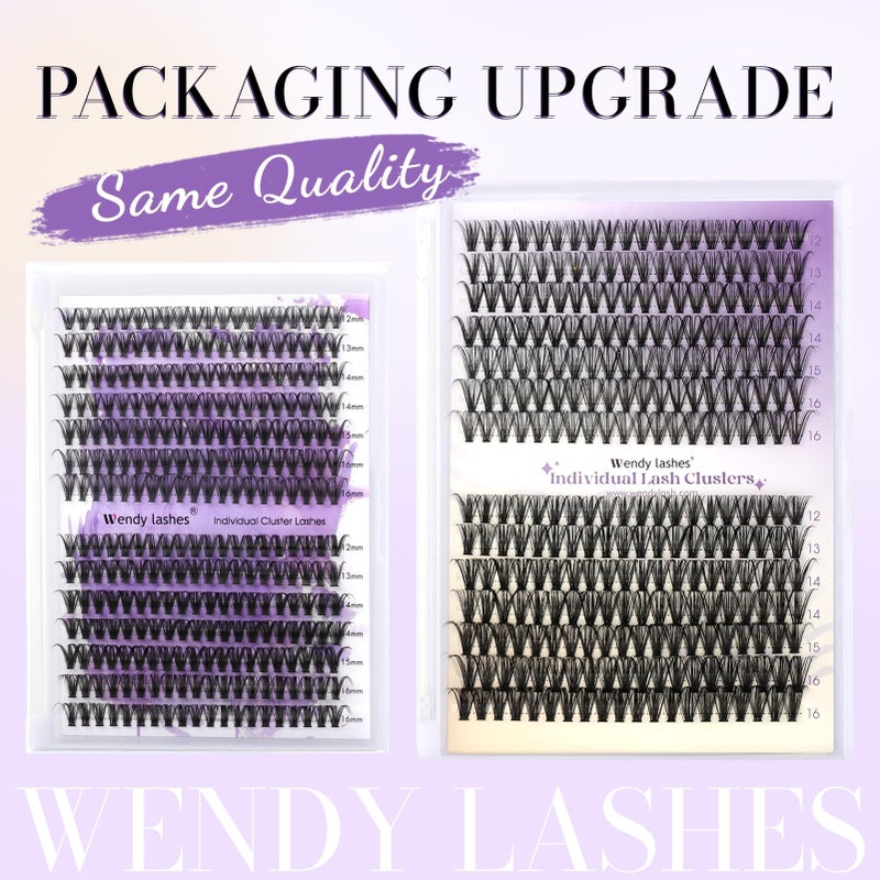 WENDY LASHES Lash Clusters Kit for Eyelash Extensions: DIY, Natural, Fluffy, Wispy, Waterproof, Anime, Manga, Cat Eye, RT0207, 30P+40P, 0.07, D Curl, 1216mm - Image 5