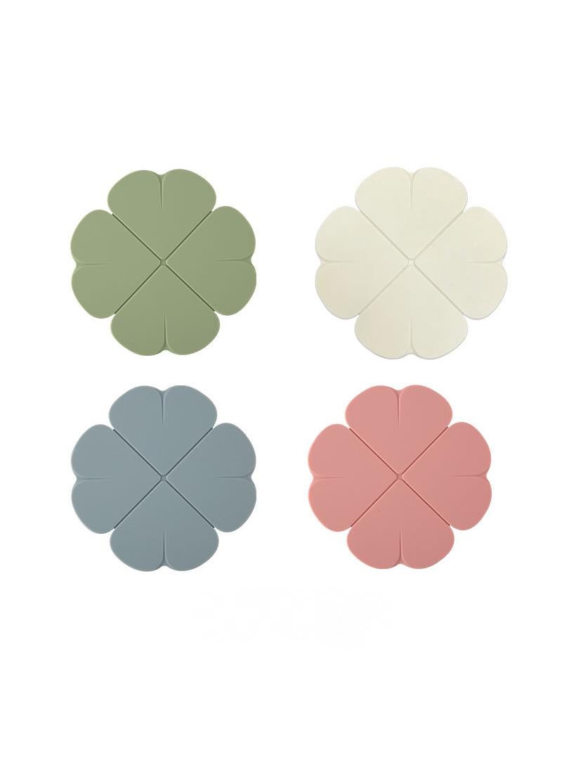 4pcs insulation mat, dining table mat, cup mat, meal mat, silicone household anti slip and anti scalding pot mat