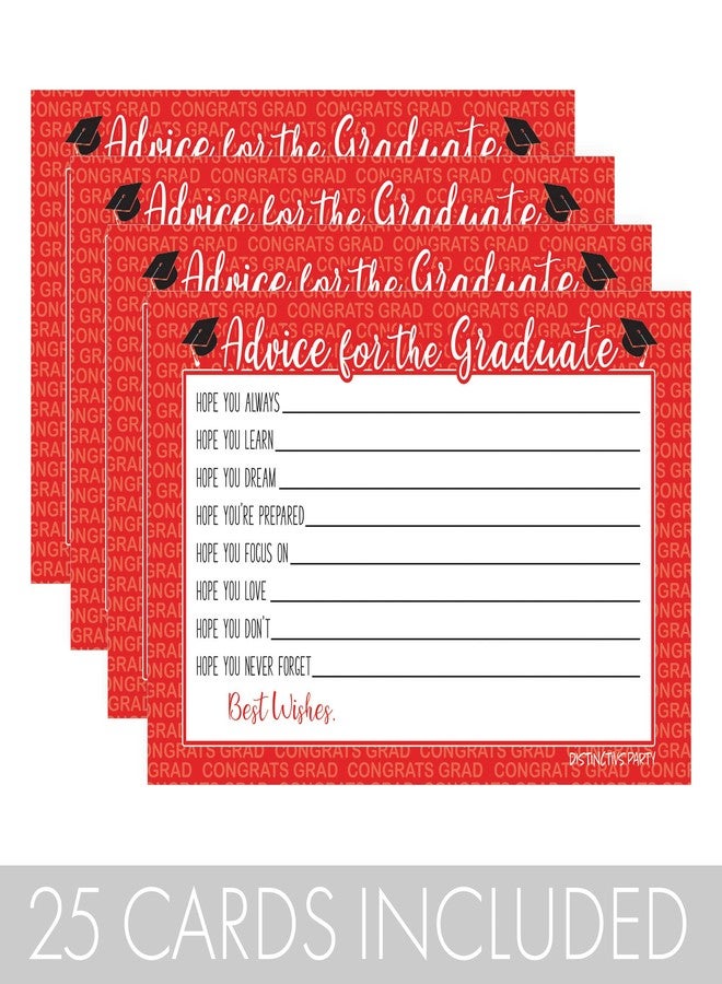 دسكتيكتفز بطاقات نصائح تخرج حمراء - عبوة من 25 بطاقة، بطاقات تهنئة ونصائح للخريجين، لوازم حفلات دفعة 2025 - Image 3