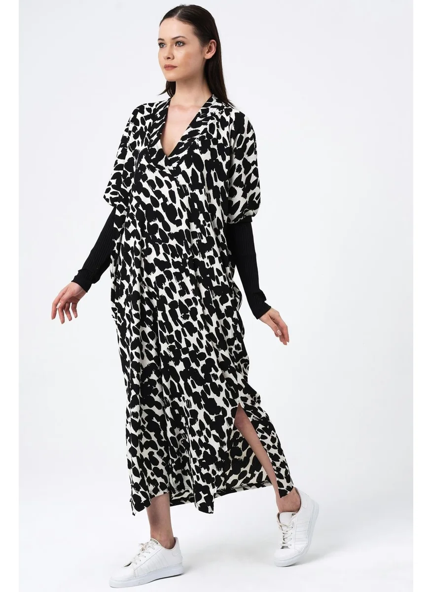 Alexander Gardi Patterned Slit Long Dress (B22-7005B)